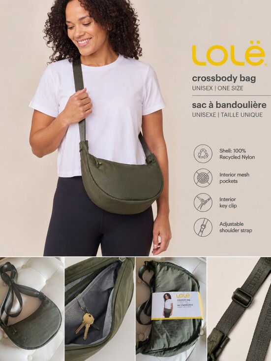 Lole Handbags - LOLË Olive Green Crossbody Bag Unisex One Size Adjustable Strap NEW